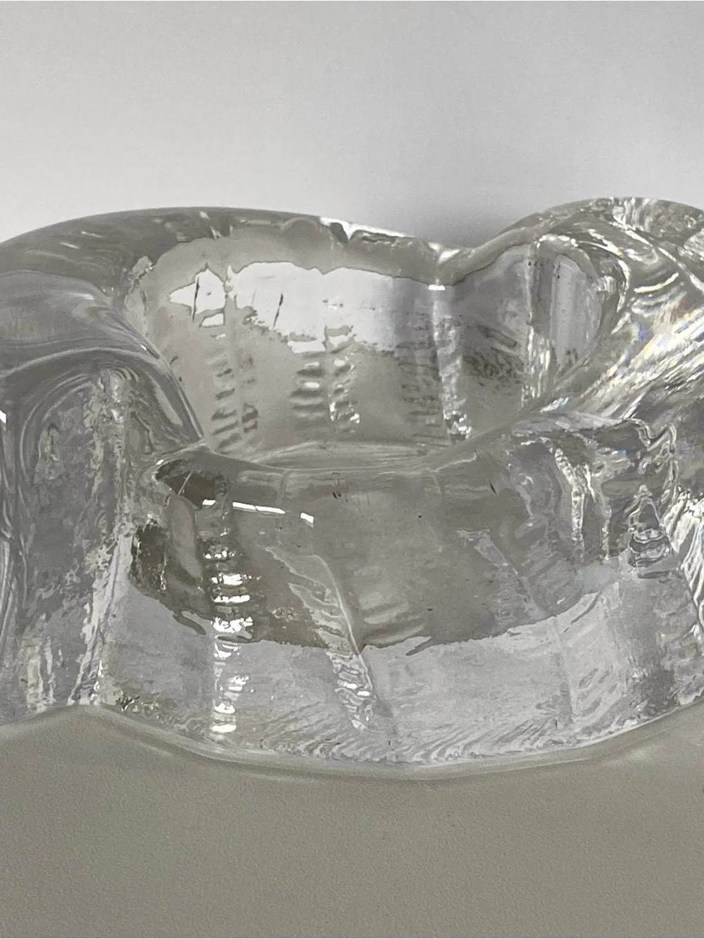 Not sure if these are candle holder or ashtray Vintage MCM Swedish Ice Glass